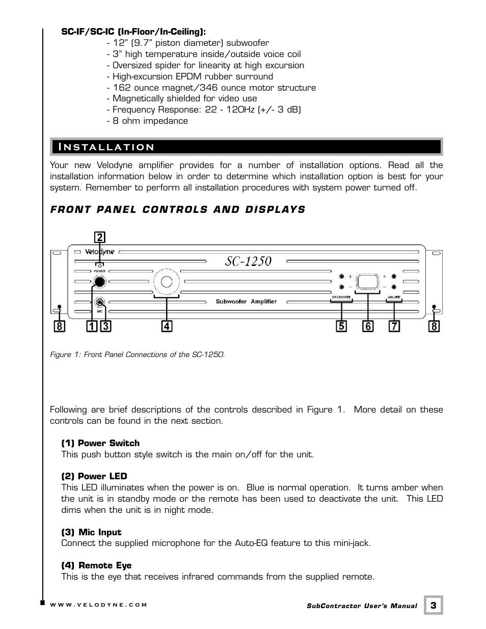 Velodyne Acoustics SC-1250. User Manual | Page 9 / 26