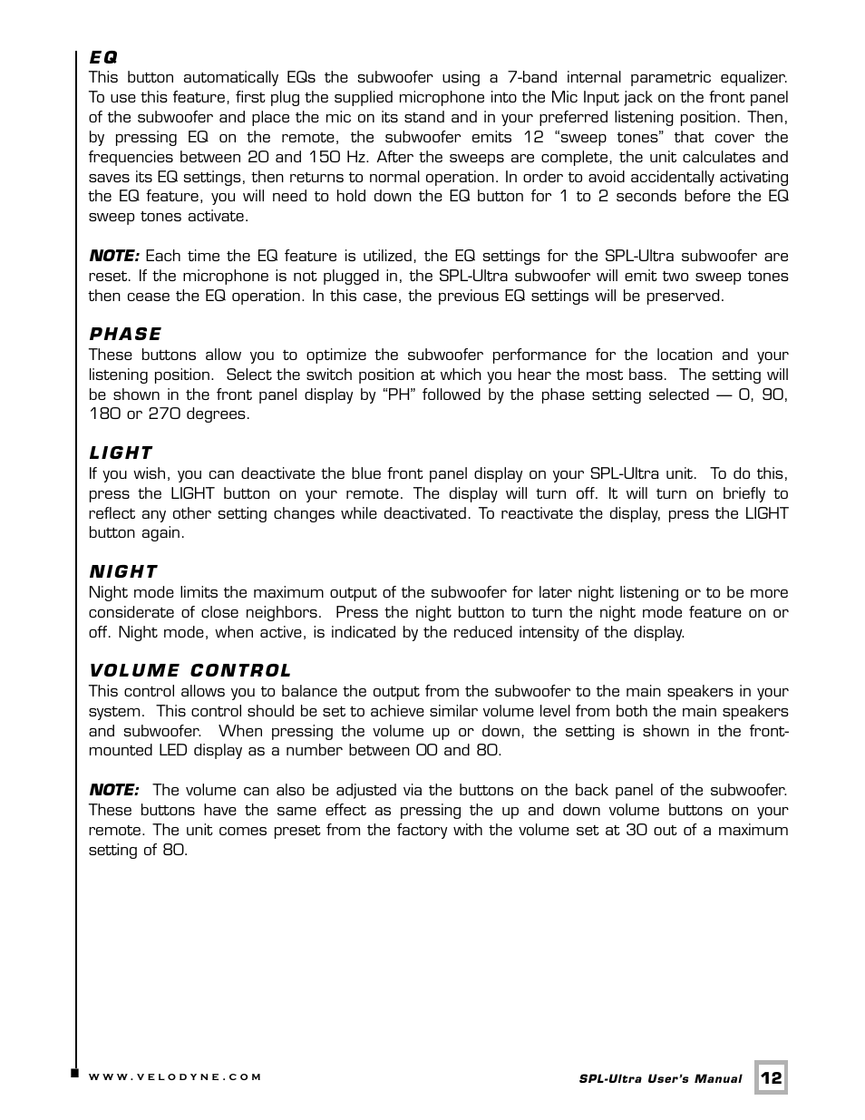 Velodyne Acoustics 1200 User Manual | Page 15 / 22