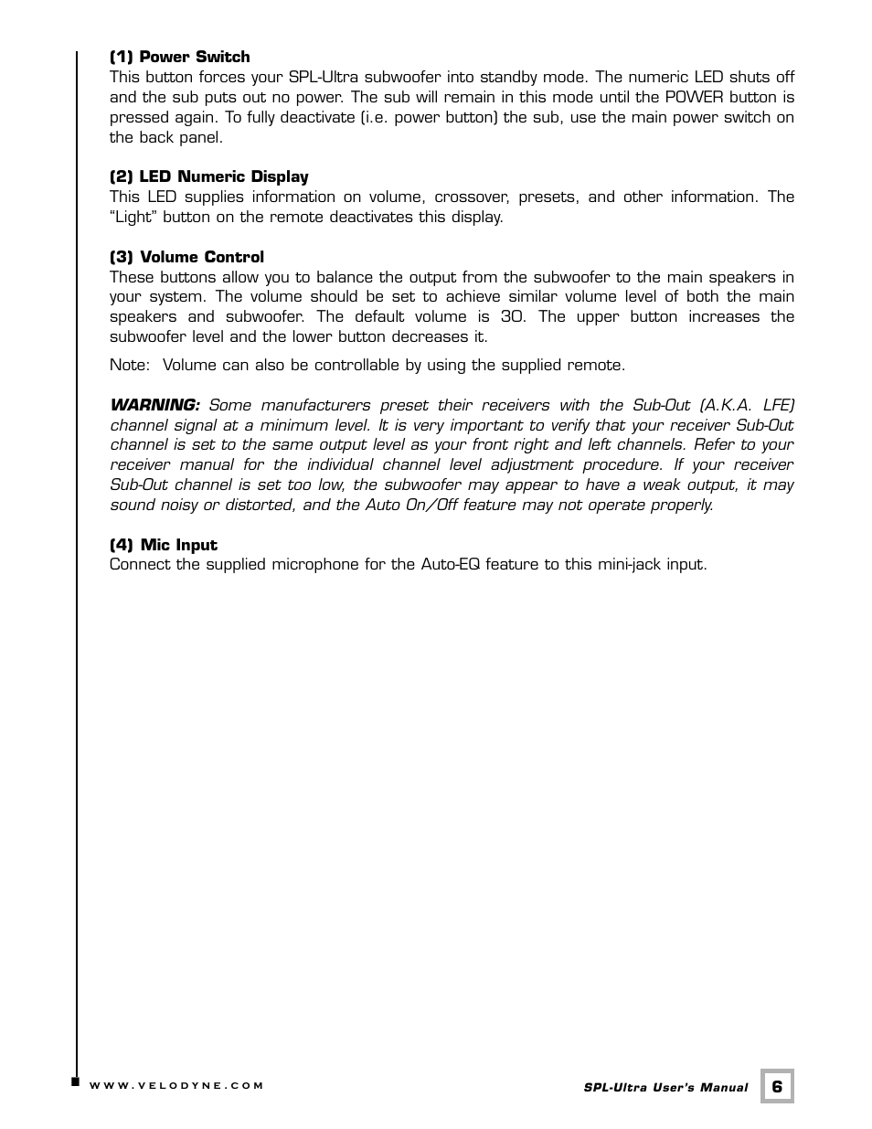 Velodyne Acoustics 1200 User Manual | Page 9 / 22