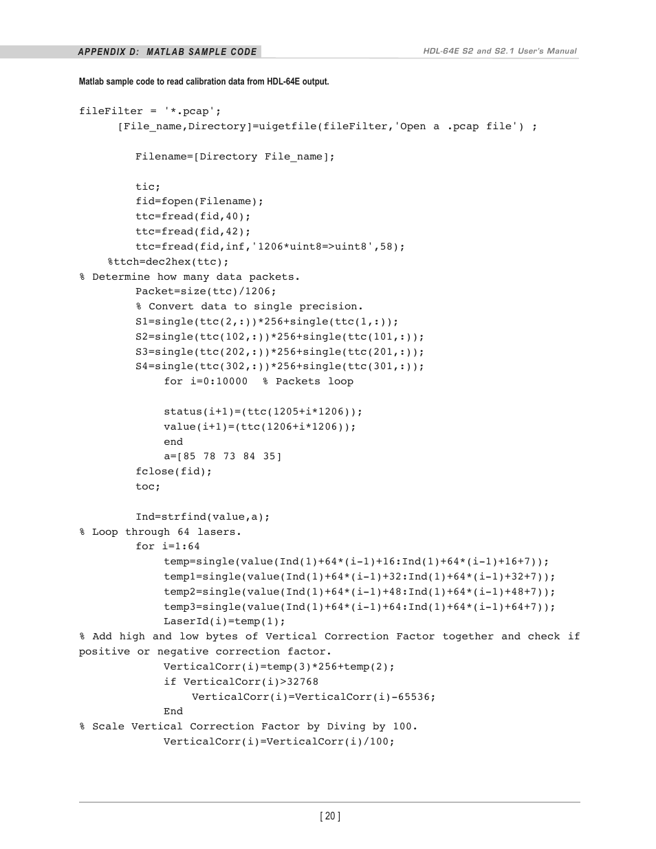 Velodyne Acoustics HDL-64E S2 User Manual | Page 23 / 43