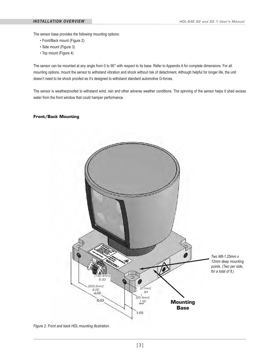 Mounting base | Velodyne Acoustics HDL-64E S2 User Manual | Page 6 / 43