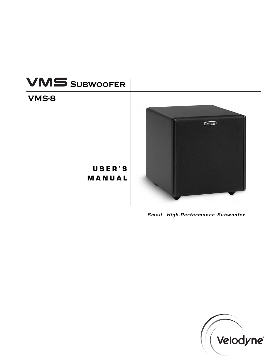 Velodyne Acoustics SUBWOOFER VMS-8 User Manual | 16 pages