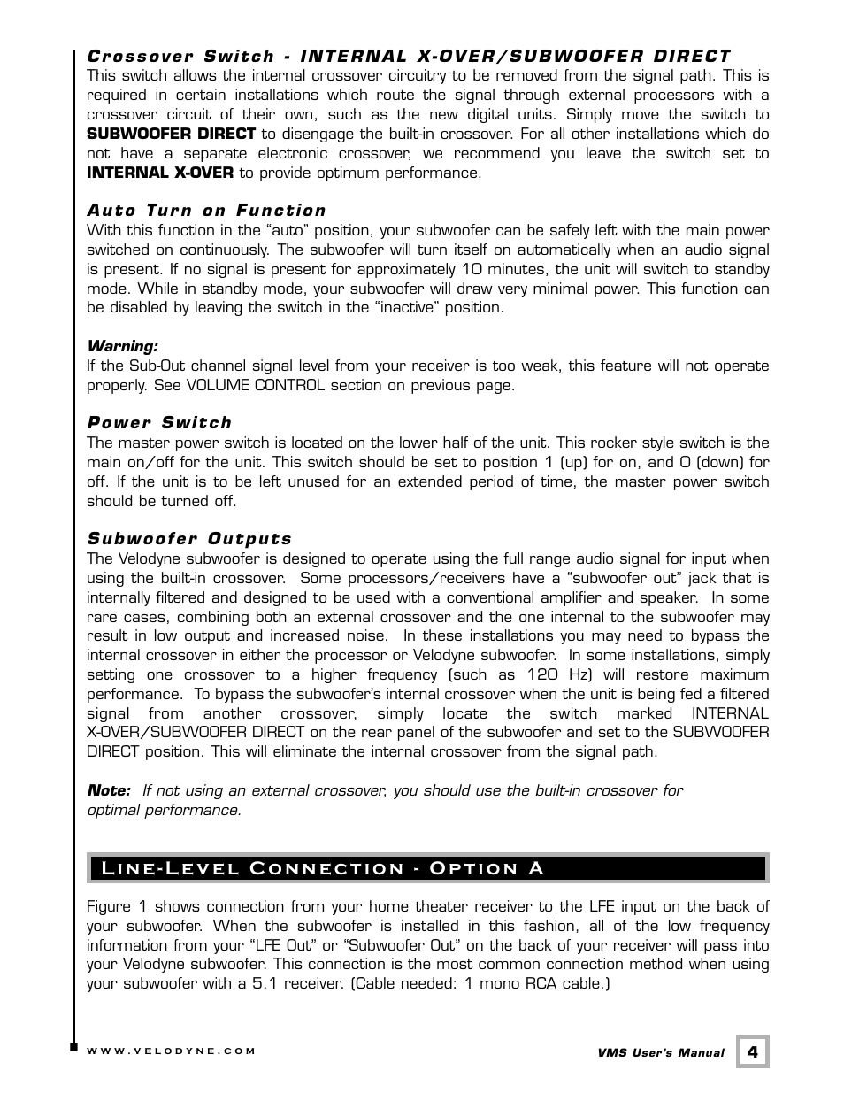 Velodyne Acoustics SUBWOOFER VMS-8 User Manual | Page 7 / 16