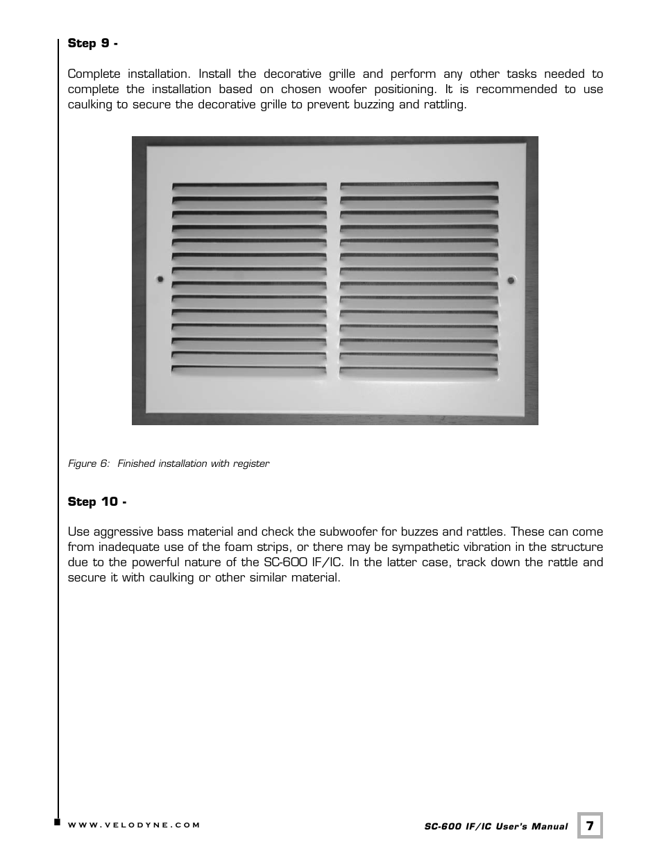 Velodyne Acoustics SUBCONTRACTOR SC-600 IF/IC User Manual | Page 10 / 13