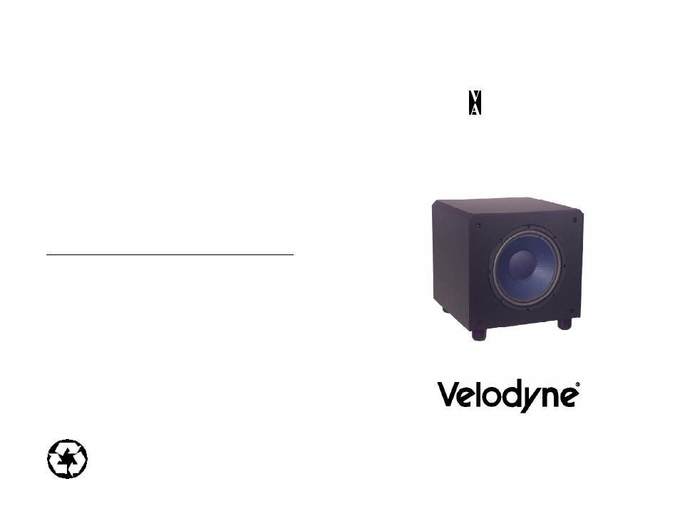 Velodyne Acoustics VA-907.2 User Manual | 6 pages