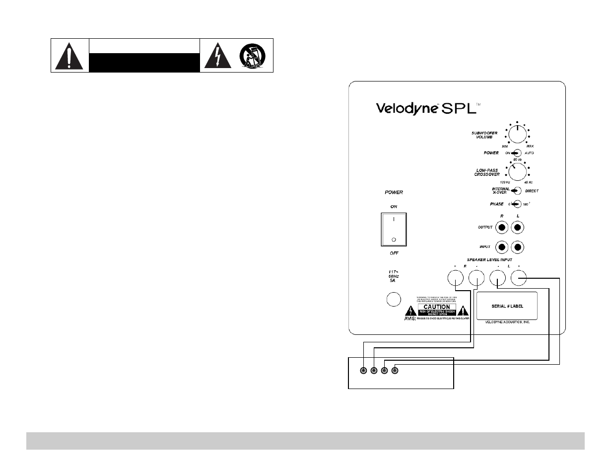 Importantes consignes de securite, Attention | Velodyne Acoustics SPL-1000 User Manual | Page 4 / 8