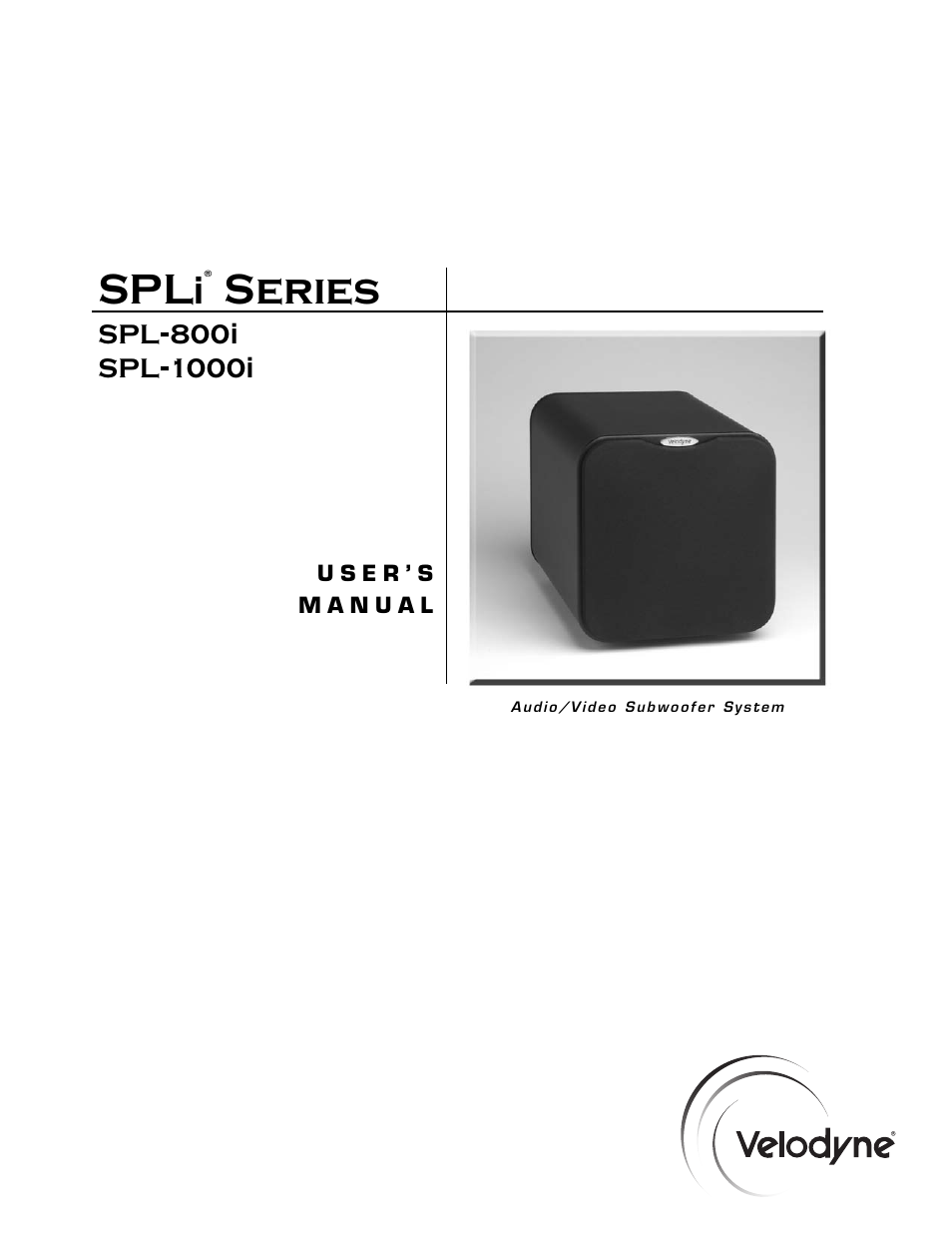 Velodyne Acoustics SPLI SERIES SPL-1000I User Manual | 16 pages