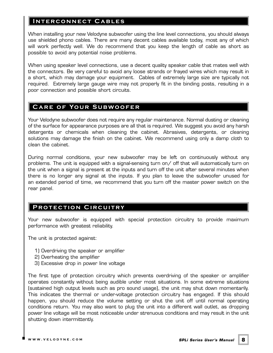 Velodyne Acoustics SPLI SERIES SPL-1000I User Manual | Page 11 / 16