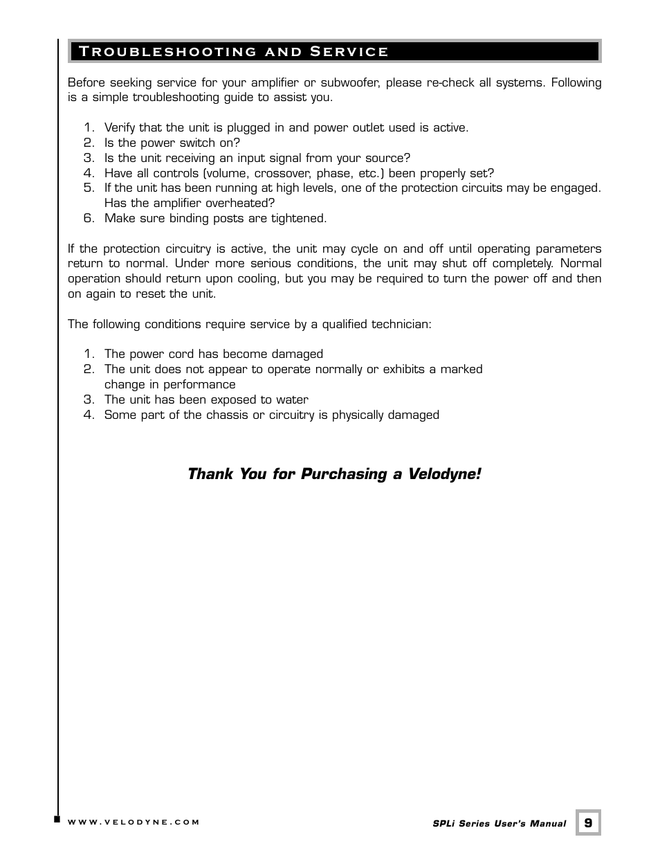 Velodyne Acoustics SPLI SERIES SPL-1000I User Manual | Page 12 / 16