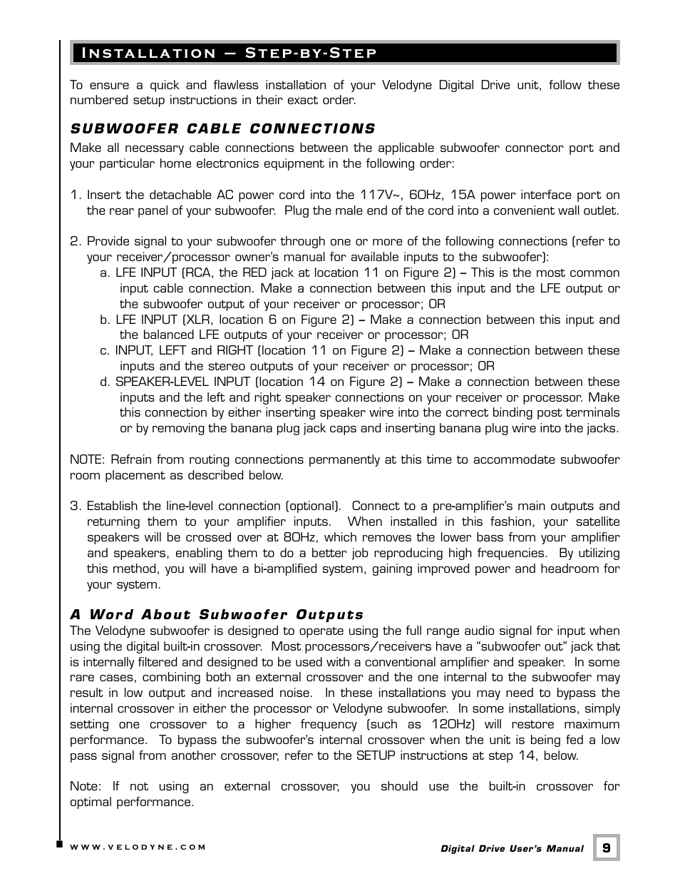 Velodyne Acoustics Digital Drive User Manual | Page 15 / 57