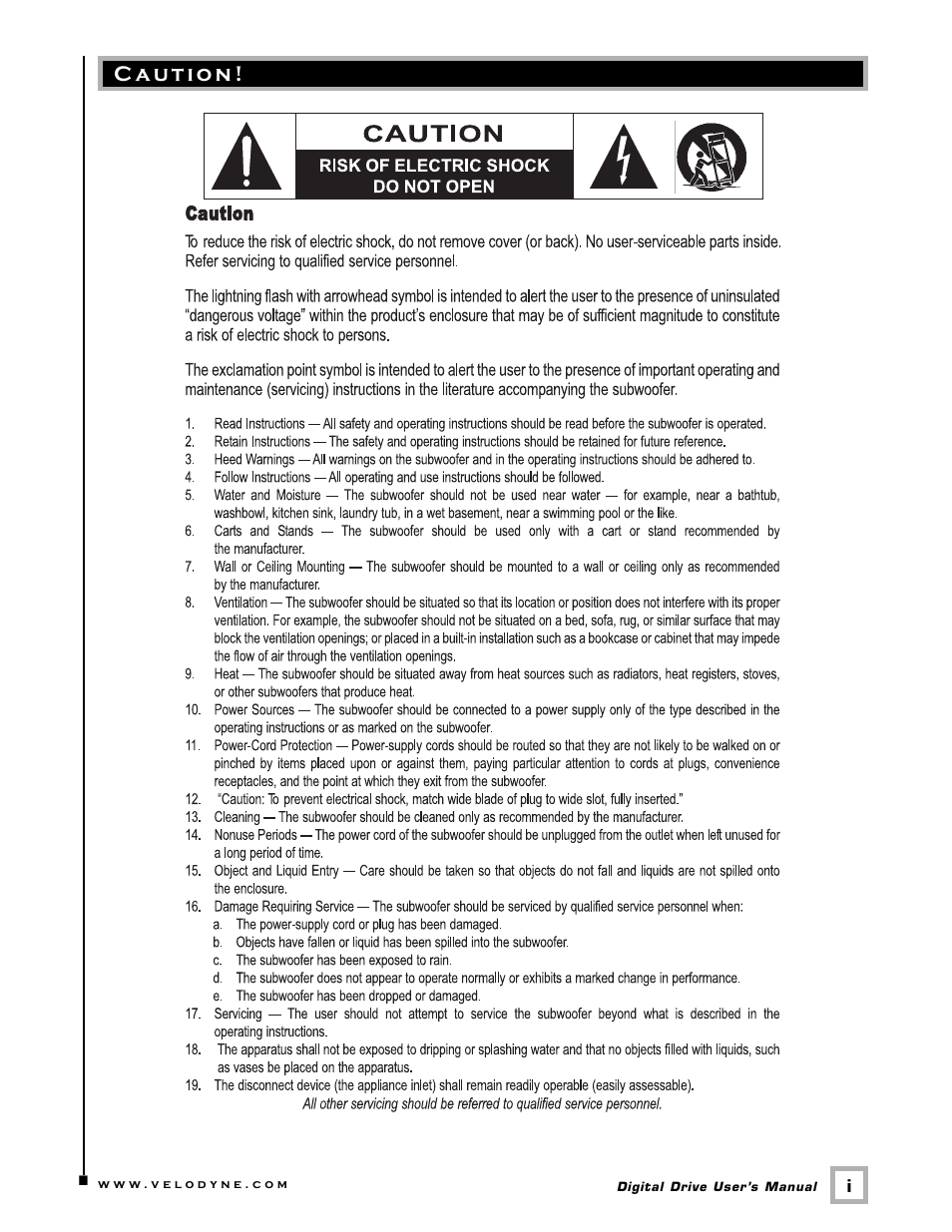 Velodyne Acoustics Digital Drive User Manual | Page 2 / 57