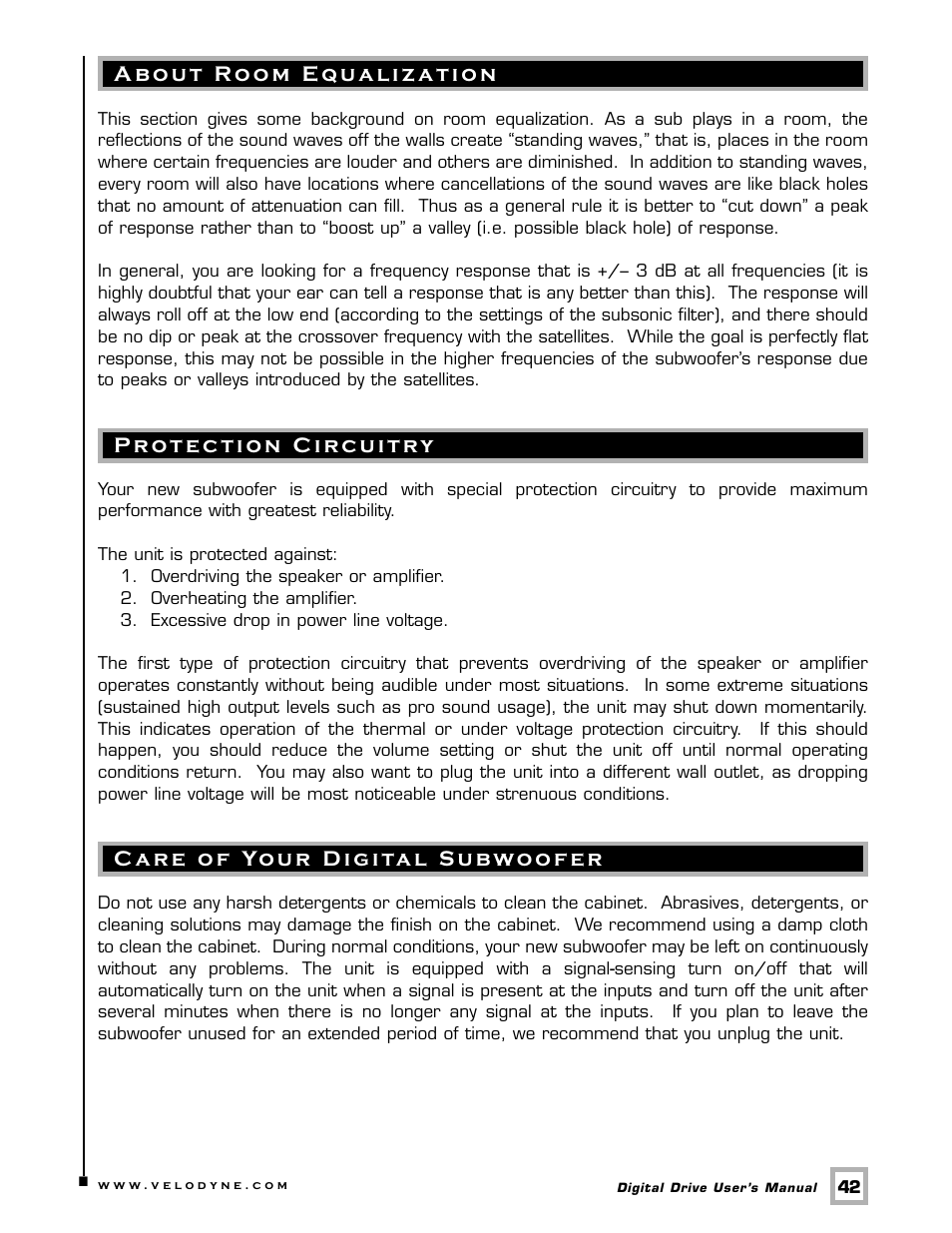 Velodyne Acoustics Digital Drive User Manual | Page 48 / 57