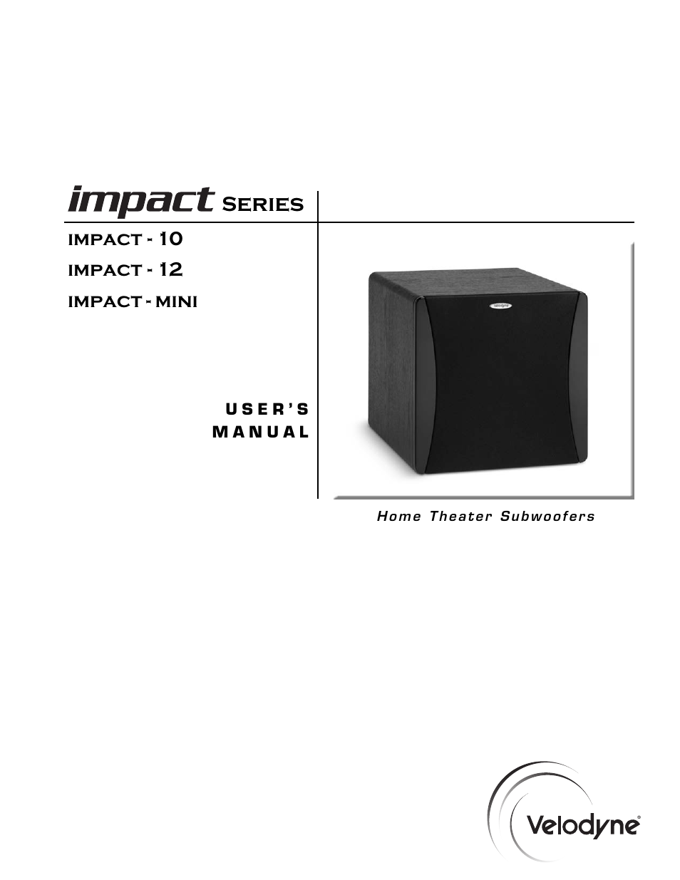 Velodyne Acoustics Impact 63-IMP User Manual | 17 pages