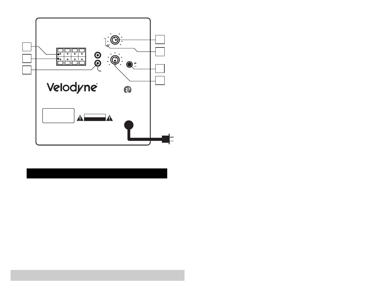 Vrp series, Rear panel connections, Figure 1. vrp rear panel connections | Velodyne Acoustics VRP-1000 User Manual | Page 7 / 16