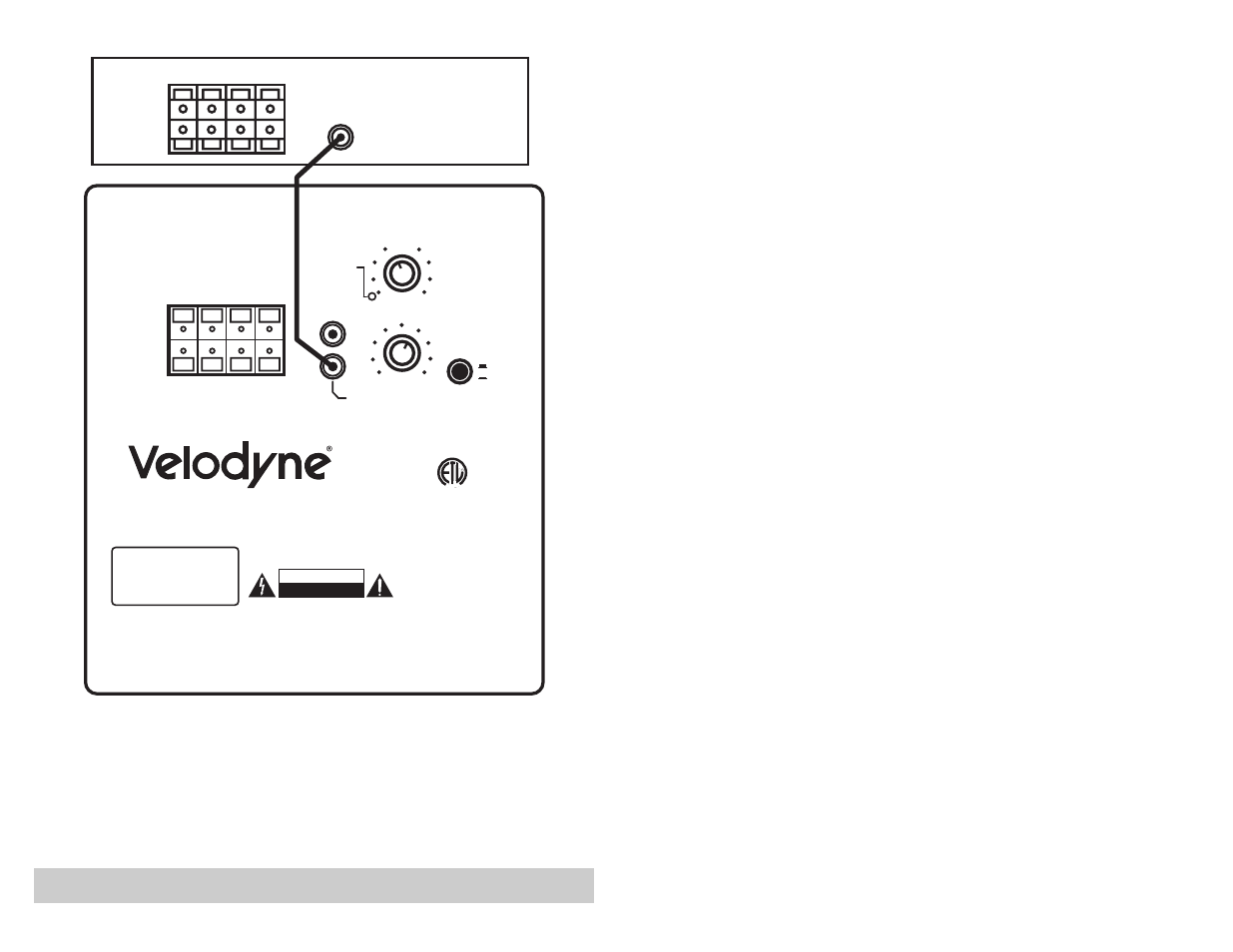 Vrp series, Figure 2a. line-level subwoofer connection diagram, Subwoofer rear panel | R - - l, Amplifier, Caution | Velodyne Acoustics VRP-1000 User Manual | Page 9 / 16