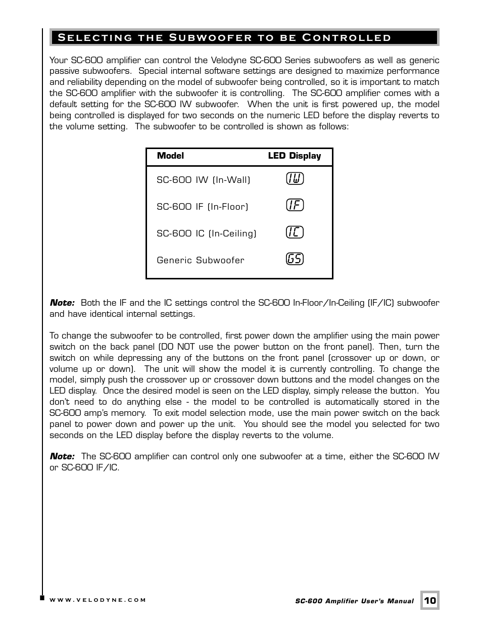 Velodyne Acoustics SC-600 User Manual | Page 13 / 24
