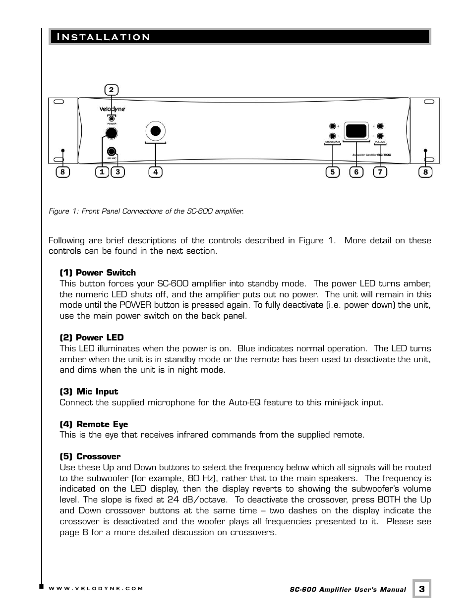 Velodyne Acoustics SC-600 User Manual | Page 6 / 24