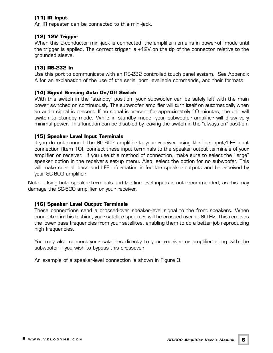 Velodyne Acoustics SC-600 User Manual | Page 9 / 24