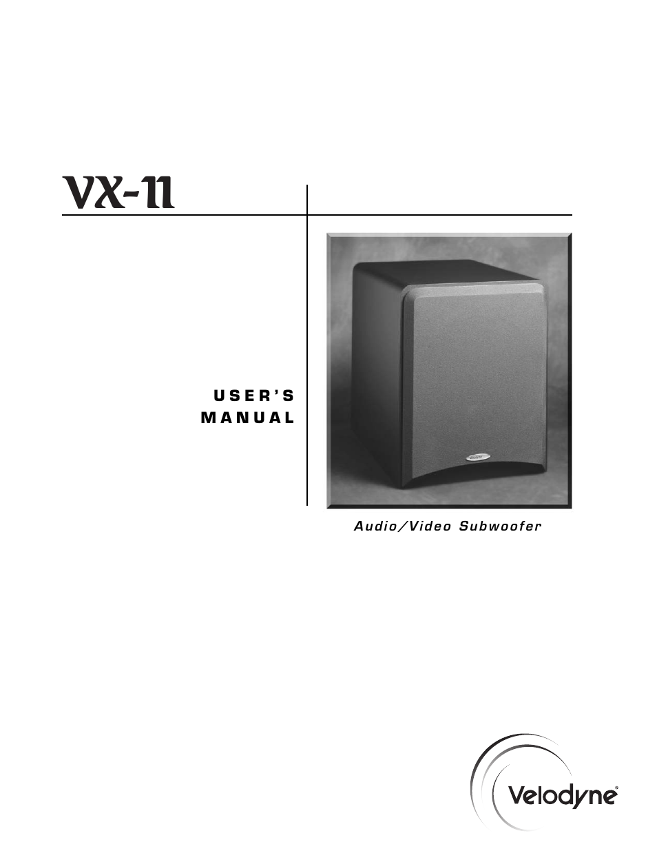 Velodyne Acoustics VX-11 User Manual | 16 pages