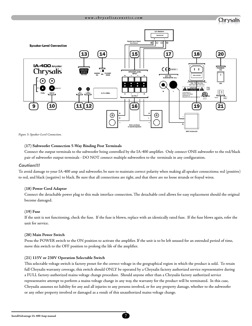 Velodyne Acoustics ADWANTAGE IA-400 User Manual | Page 10 / 23