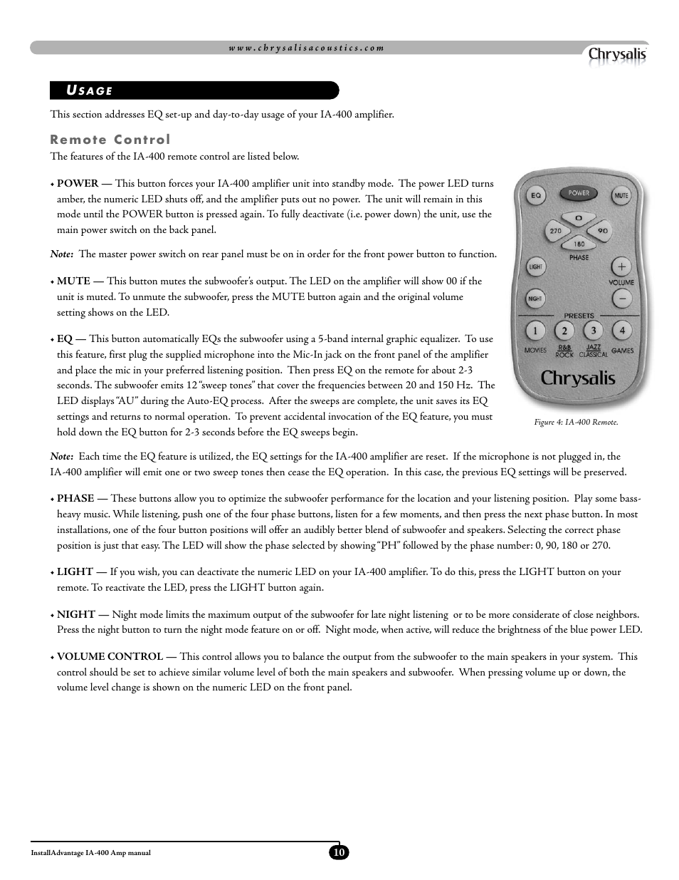 Velodyne Acoustics ADWANTAGE IA-400 User Manual | Page 13 / 23