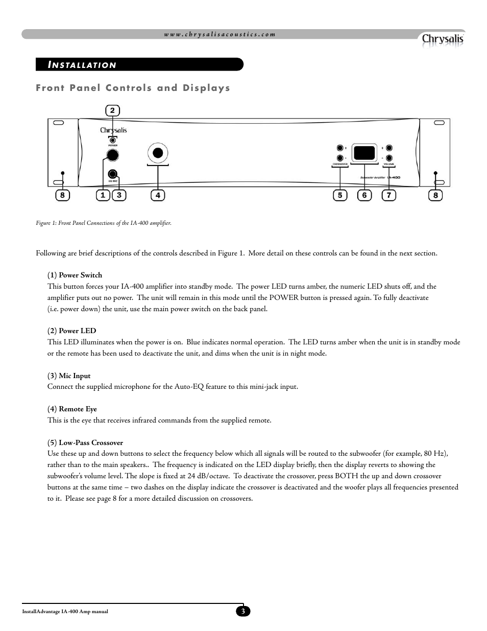 Velodyne Acoustics ADWANTAGE IA-400 User Manual | Page 6 / 23