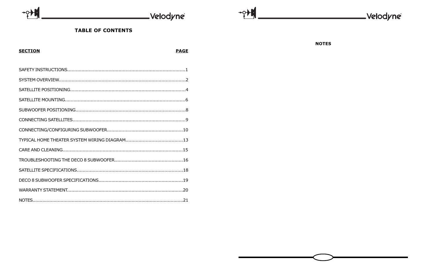 Velodyne Acoustics DECO User Manual | Page 2 / 12