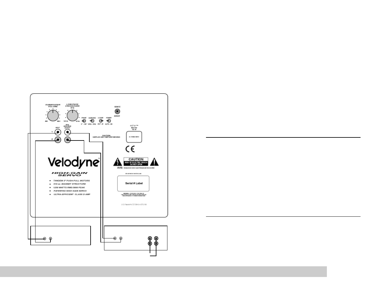 Interconnect cables, Placement | Velodyne Acoustics HGS-12X User Manual | Page 9 / 19