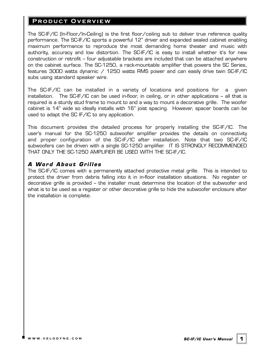 Velodyne Acoustics SC-IF/IC User Manual | Page 4 / 14