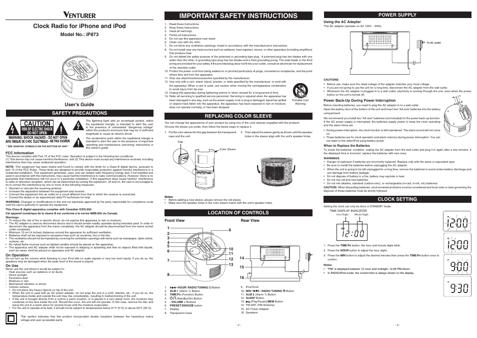 Venturer IP873 User Manual | 2 pages