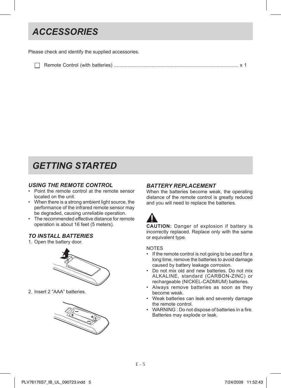 Accessories, Getting started | Venturer PLV76176 User Manual | Page 6 / 20