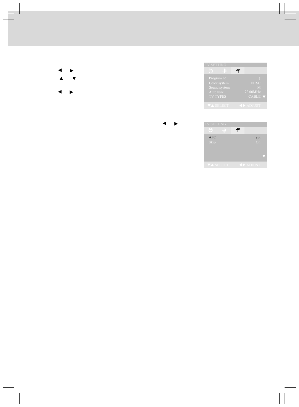 Tv menu, Tv setting | Venturer LCD Kitchen TV User Manual | Page 27 / 32