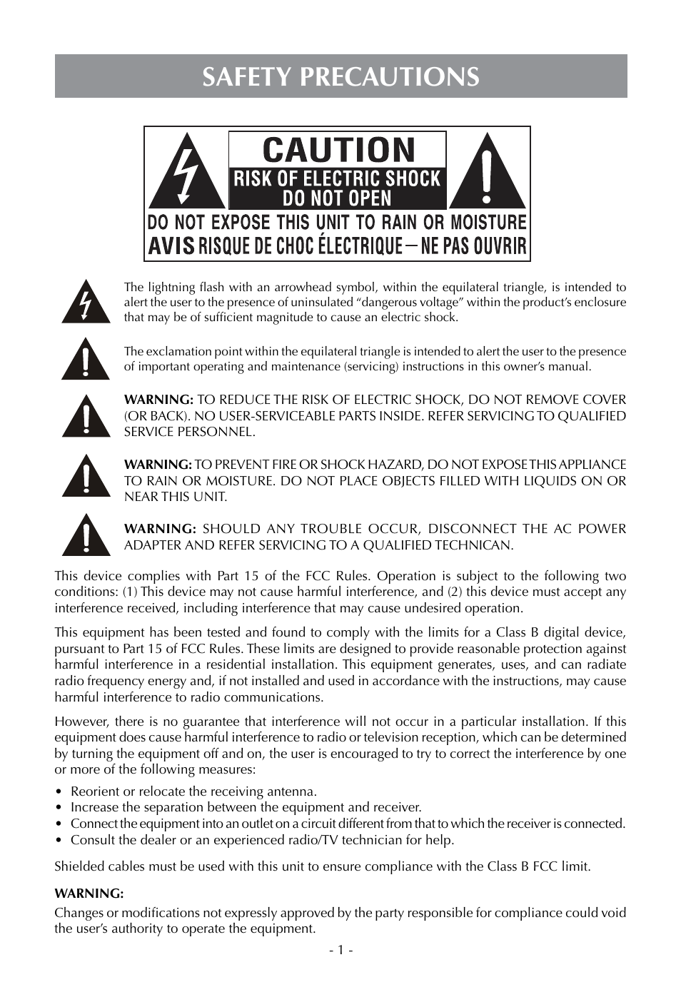 Safety precautions | Venturer PLV16070 User Manual | Page 2 / 16