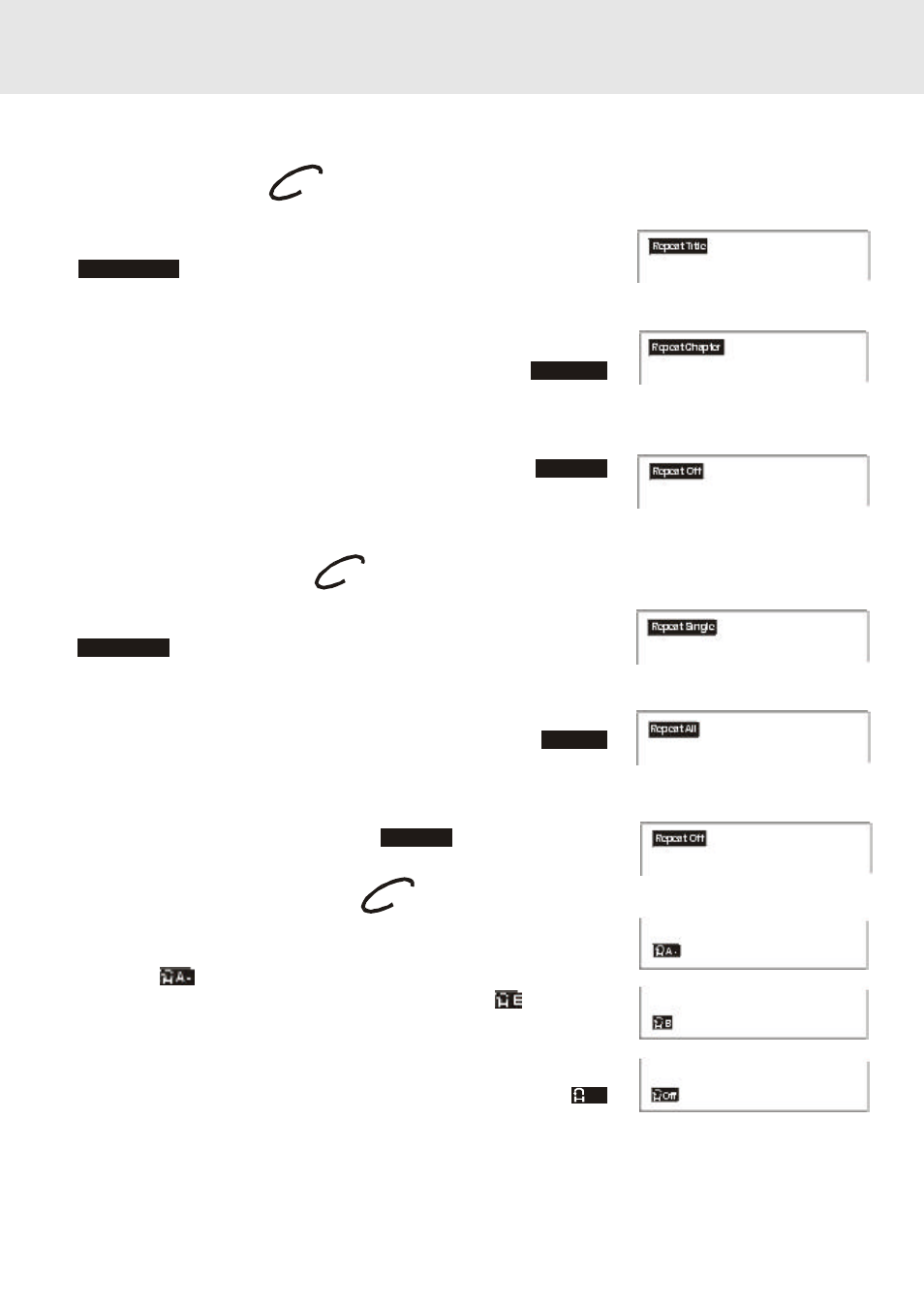 Repeat playback, Repeating a chapter, Repeating a title | Repeating a single track, Repeating a whole disc | Venturer KTS230 User Manual | Page 23 / 34