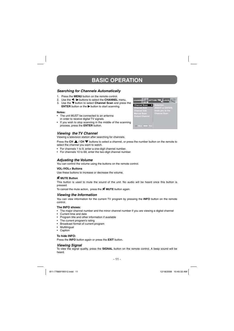 Basic operation | Venturer STB7766G User Manual | Page 12 / 20