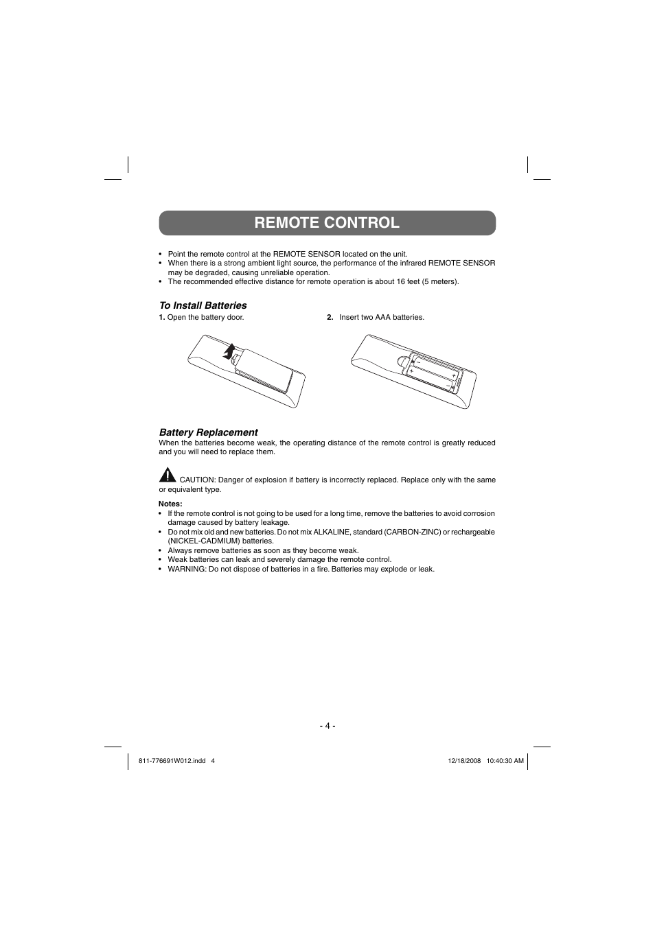 Remote control | Venturer STB7766G User Manual | Page 5 / 20