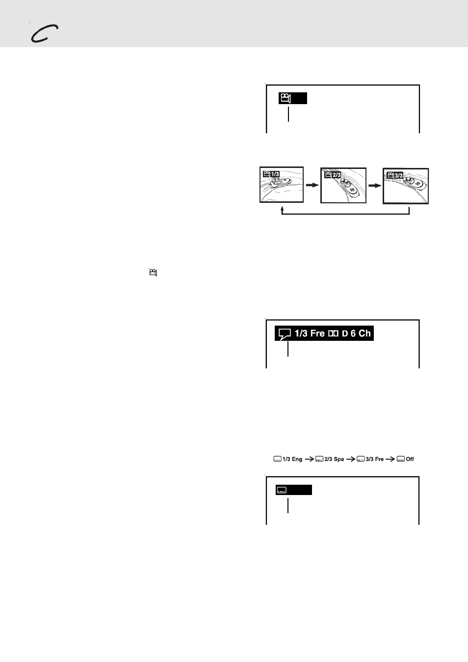 Playing a disc, Angle selection, Audio selection | Subtitle selection | Venturer STS91 User Manual | Page 20 / 39