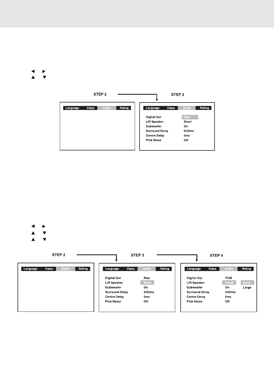 Customizing the function settings, Audio setting, Digital out | L/r speaker | Venturer STS91 User Manual | Page 31 / 39