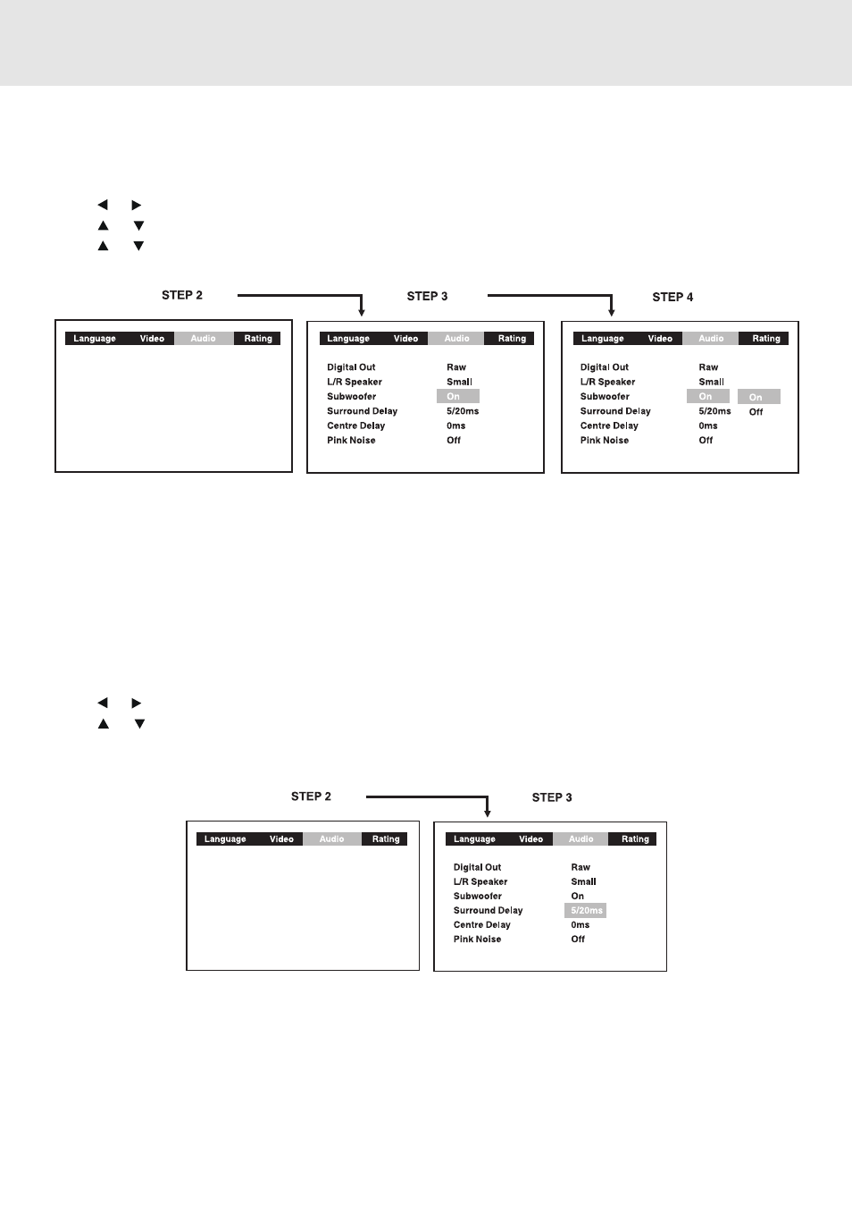 Customizing the function settings, Subwoofer, Surround delay | Venturer STS91 User Manual | Page 32 / 39