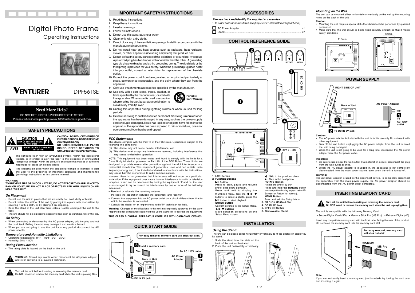 Venturer DPF561SE User Manual | 2 pages