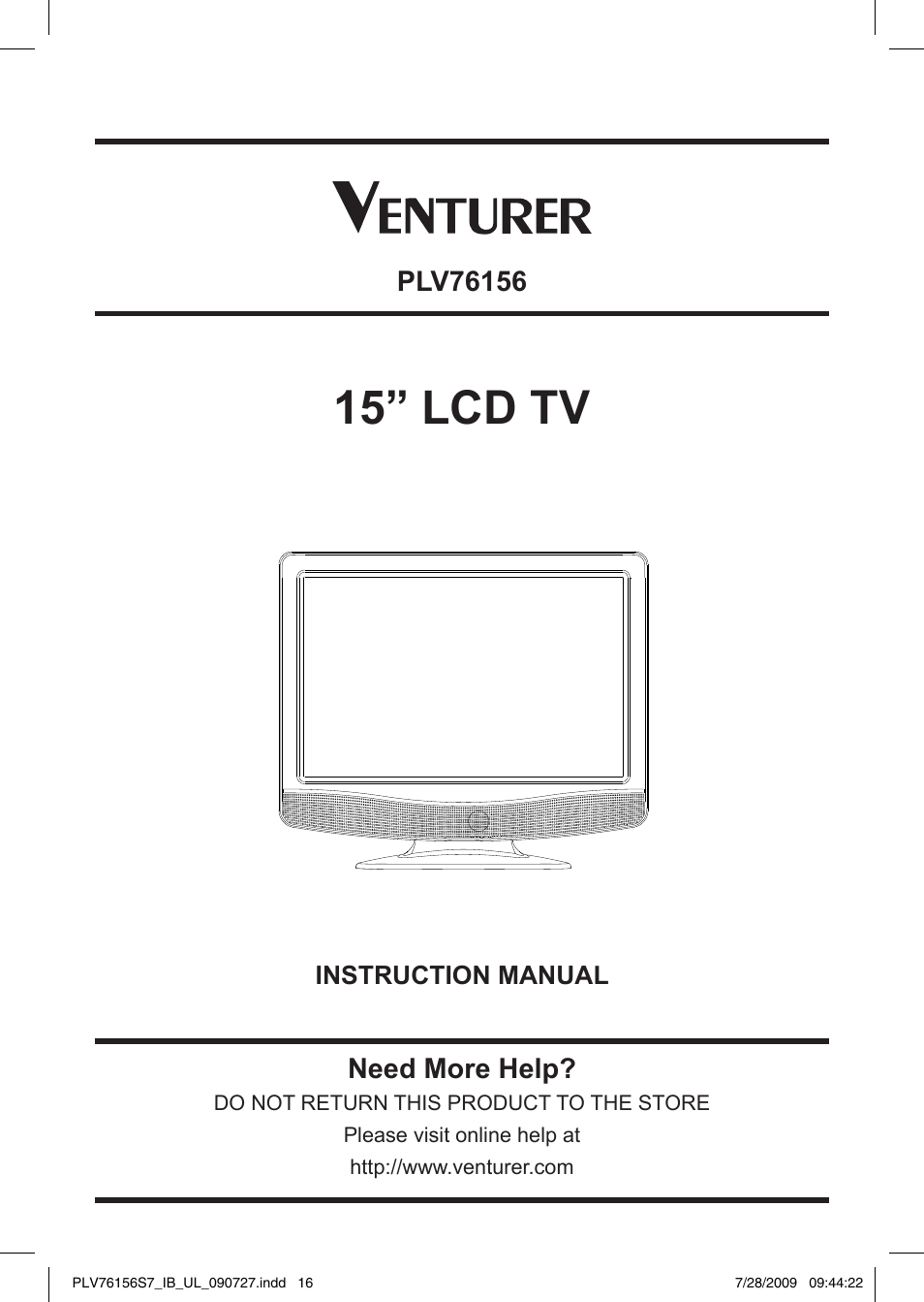 Venturer PLV76156 User Manual | 16 pages