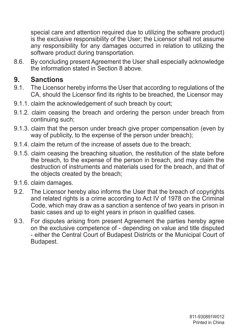 Sanctions | Venturer HPS9308 User Manual | Page 100 / 100