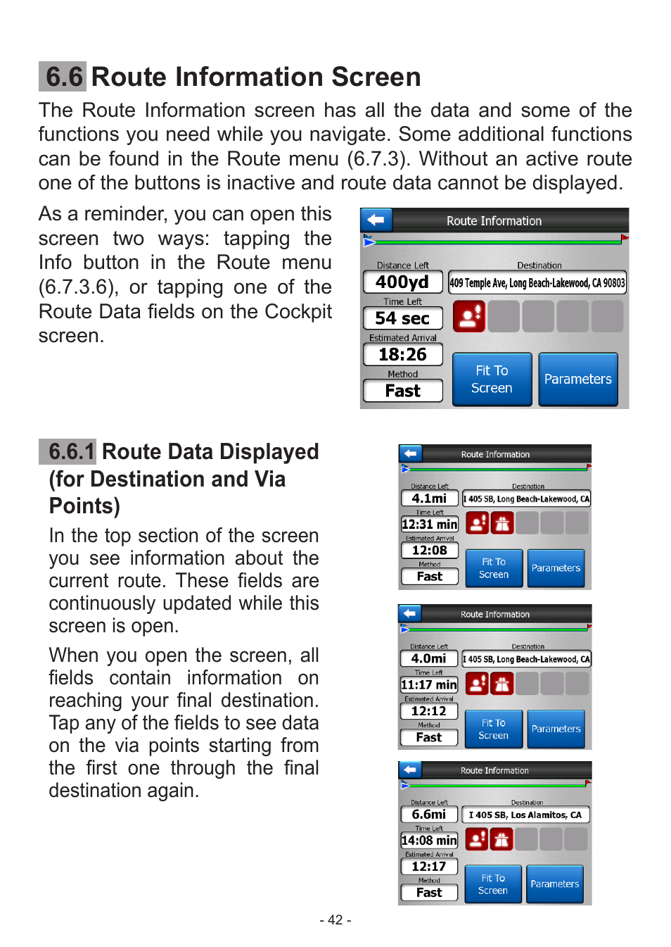 6 route information screen | Venturer HPS9308 User Manual | Page 42 / 100