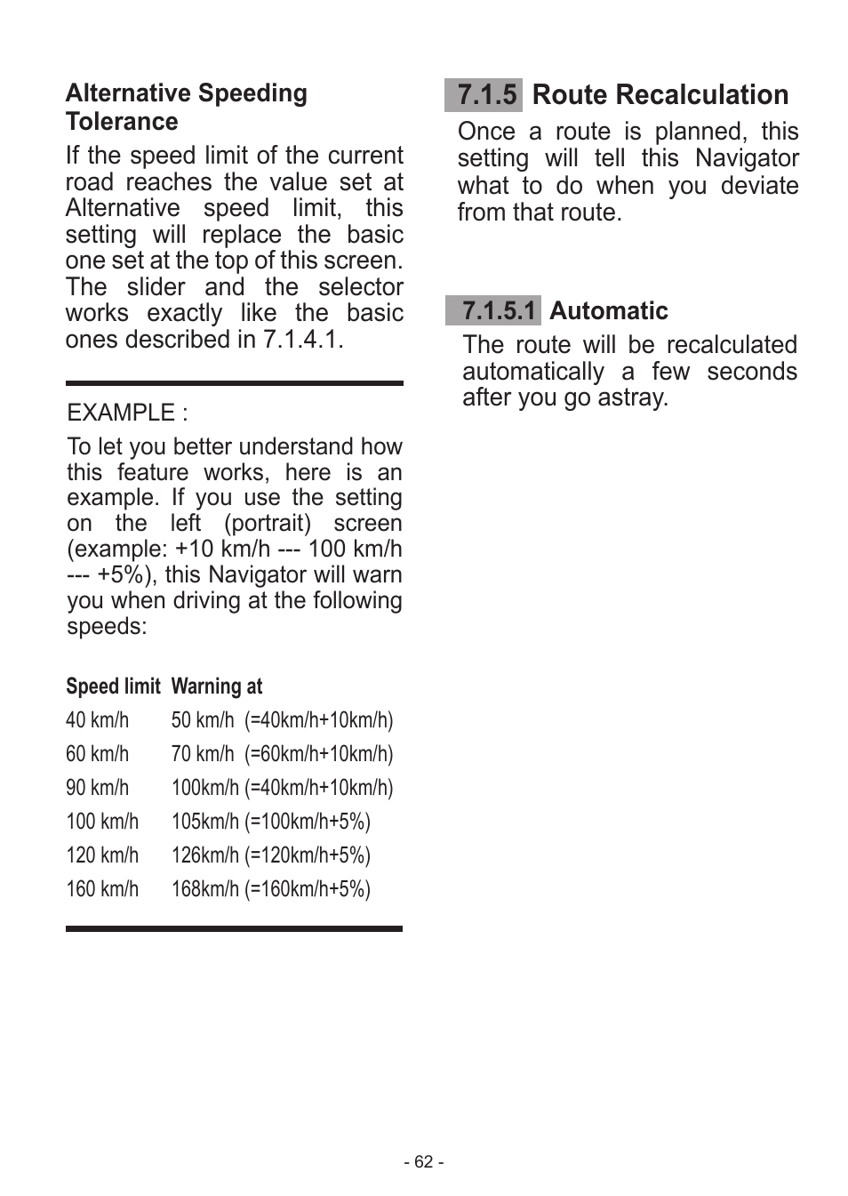 5 route recalculation | Venturer HPS9308 User Manual | Page 62 / 100