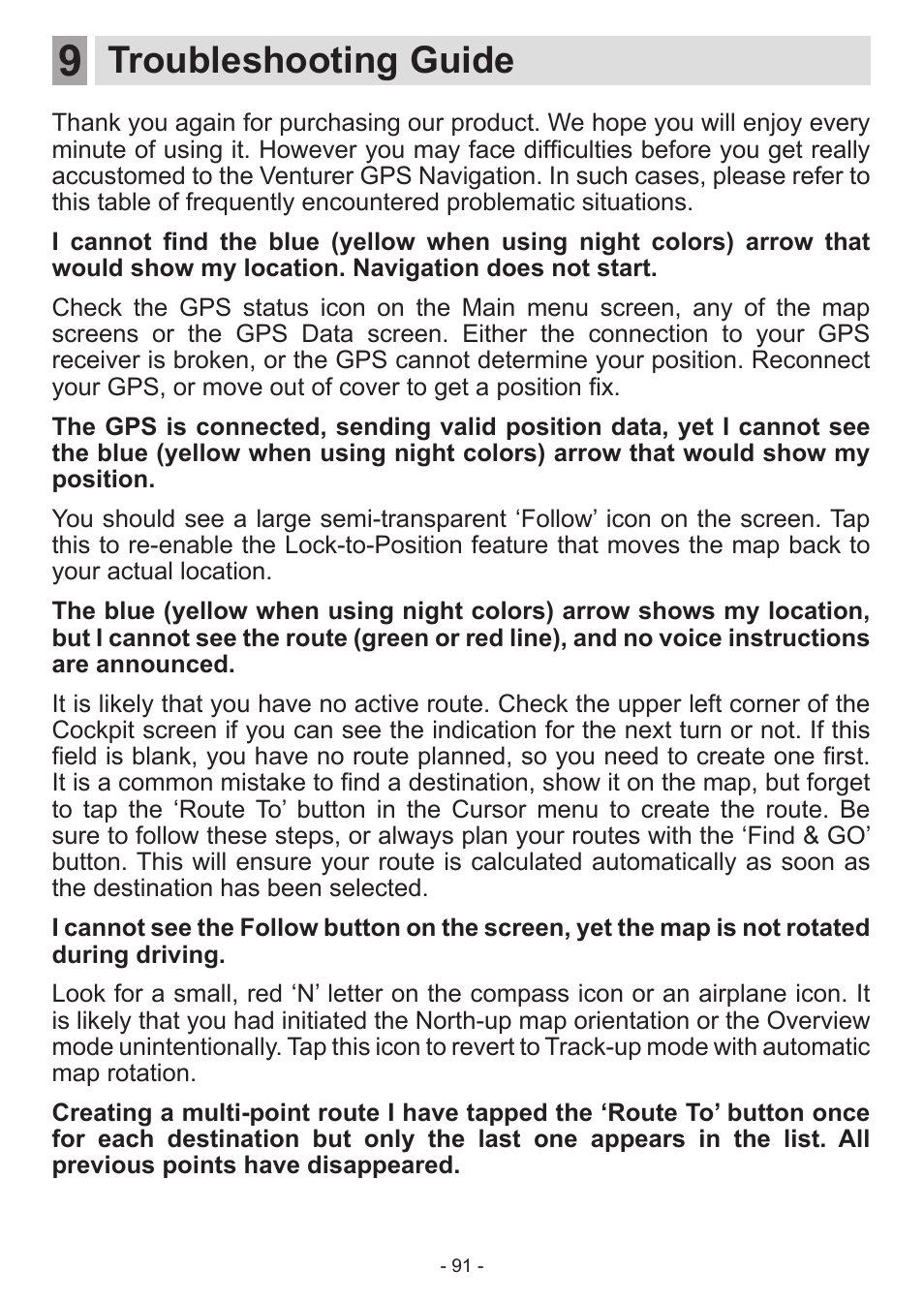 Troubleshooting guide | Venturer HPS9308 User Manual | Page 91 / 100