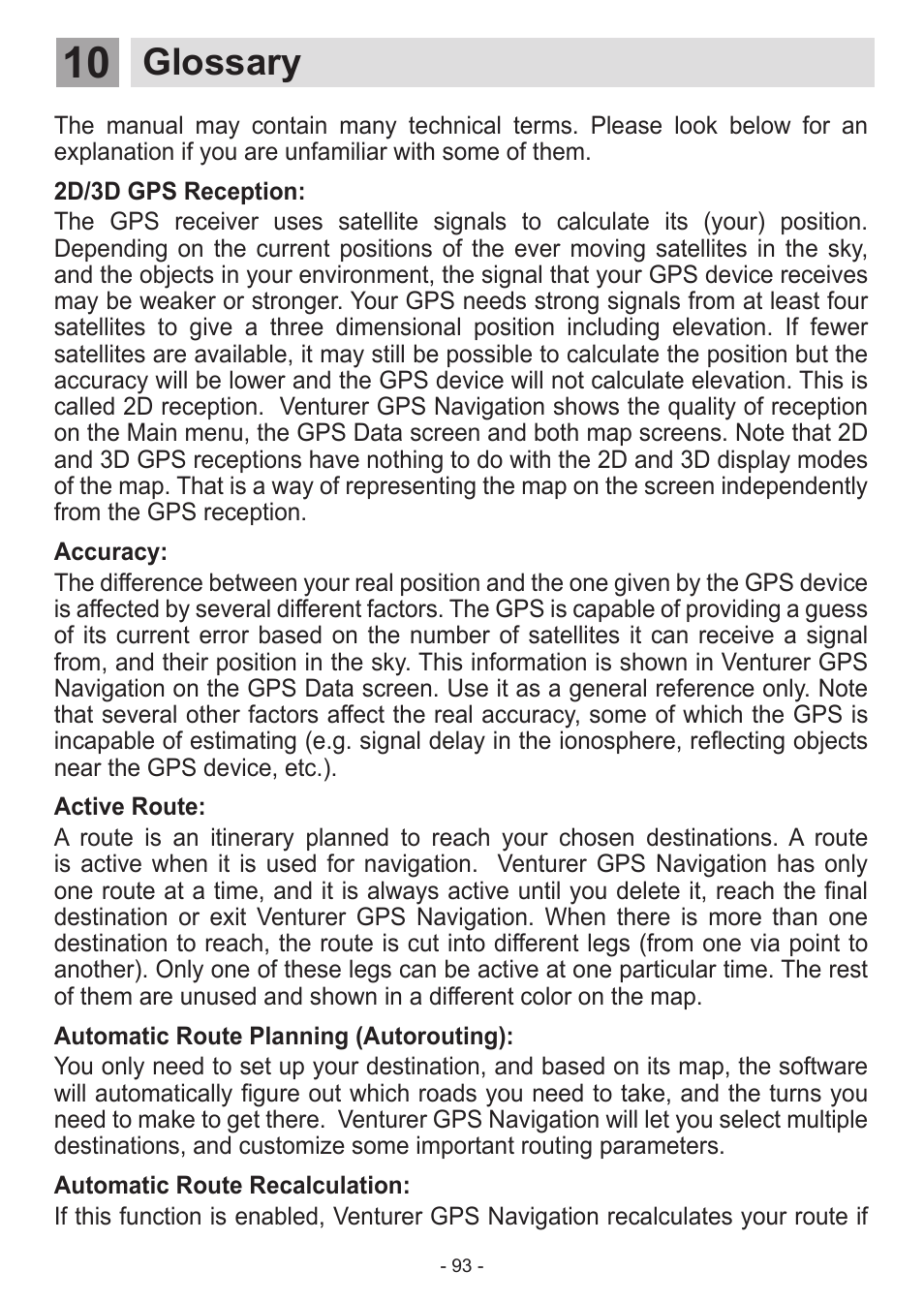 Glossary | Venturer HPS9308 User Manual | Page 93 / 100