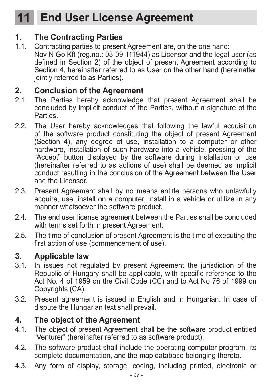 End user license agreement | Venturer HPS9308 User Manual | Page 97 / 100