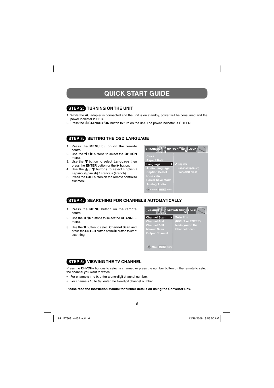 Quick start guide | Venturer STB7766G1 User Manual | Page 7 / 23