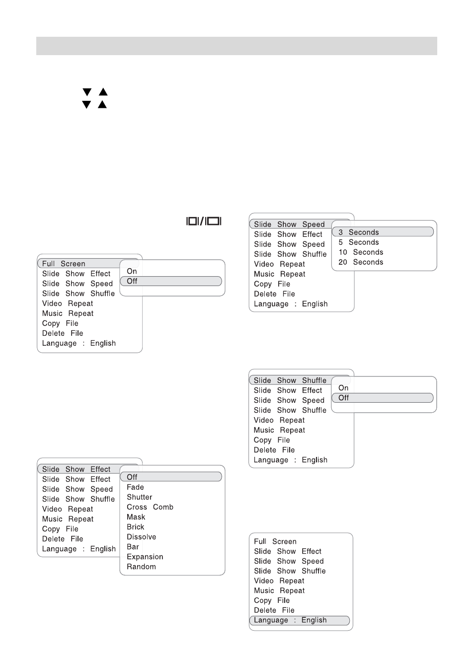 Photo viewing setup menu | Venturer VPF810DL-CHER User Manual | Page 12 / 16