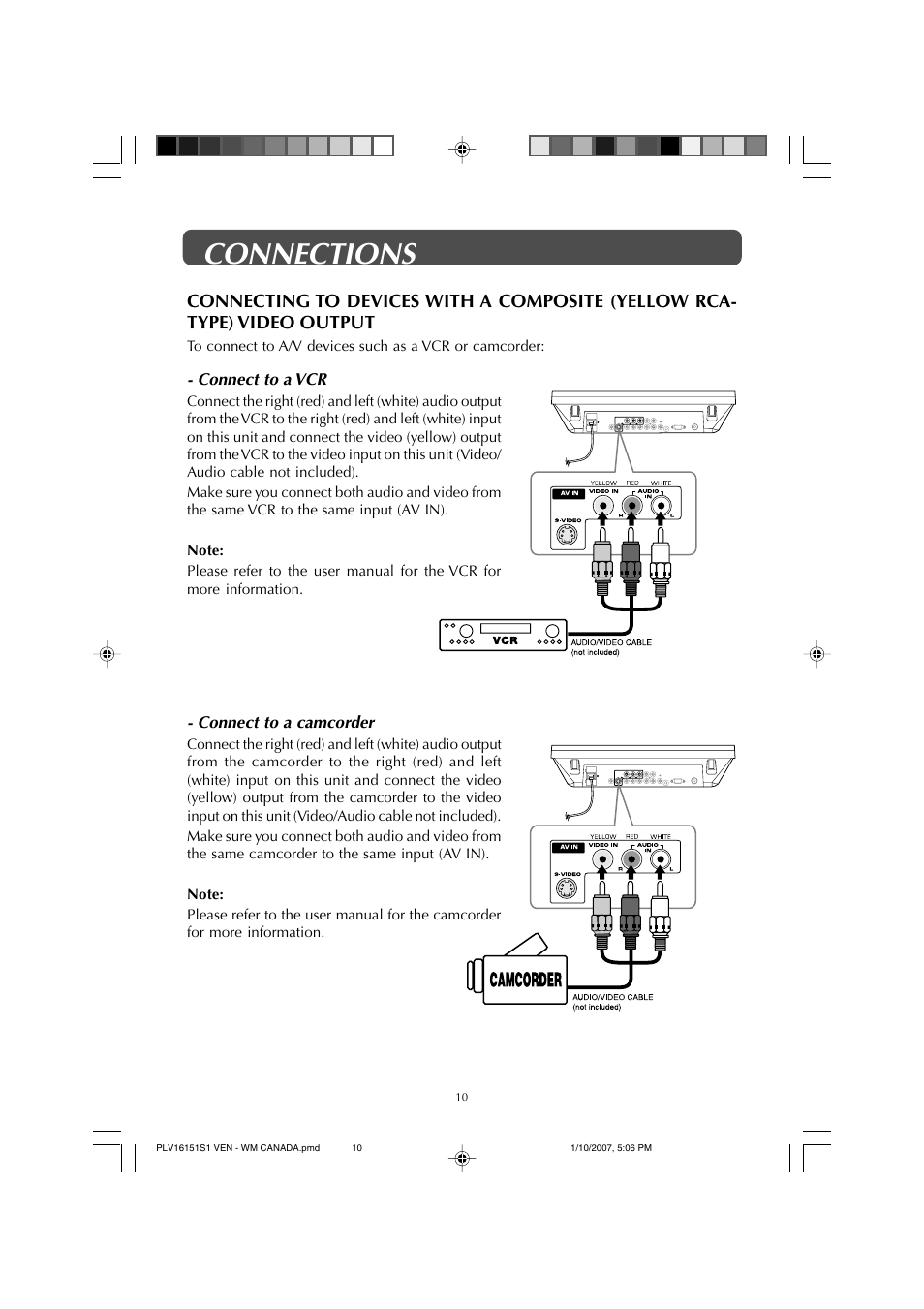 Connections | Venturer PLV1615S User Manual | Page 10 / 23